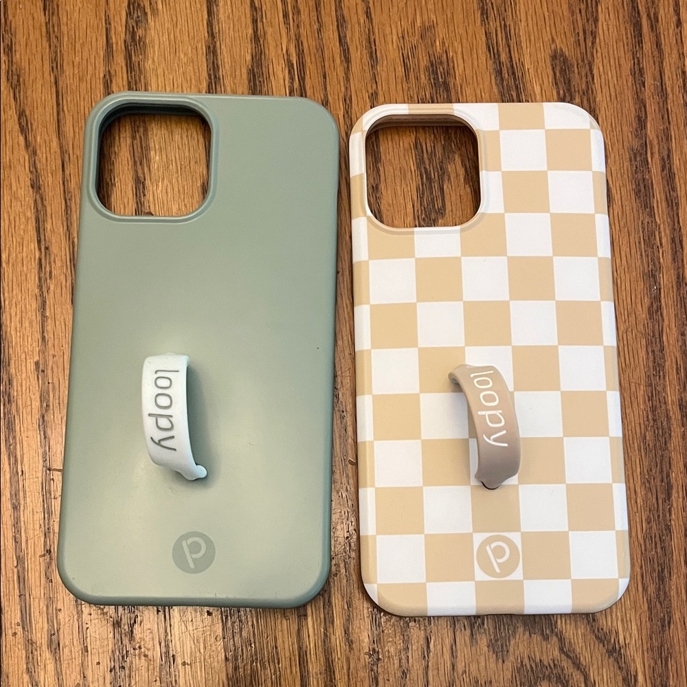 Loopy Case Duo - Sage Green and Checkered Tan